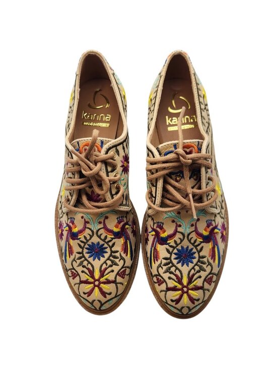 KANNA Shoes - Kanna Spain Embroidered Leather Espadrilles EU 38 Bird Floral Boho Oxfords